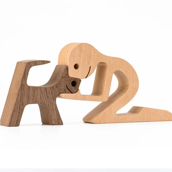 1616049971351.jpg DIY Figurine Wood Dog Ornament Sculpture Home Decoration A Man A Dog Wood Sculpture Christmas Gifts Model Decor