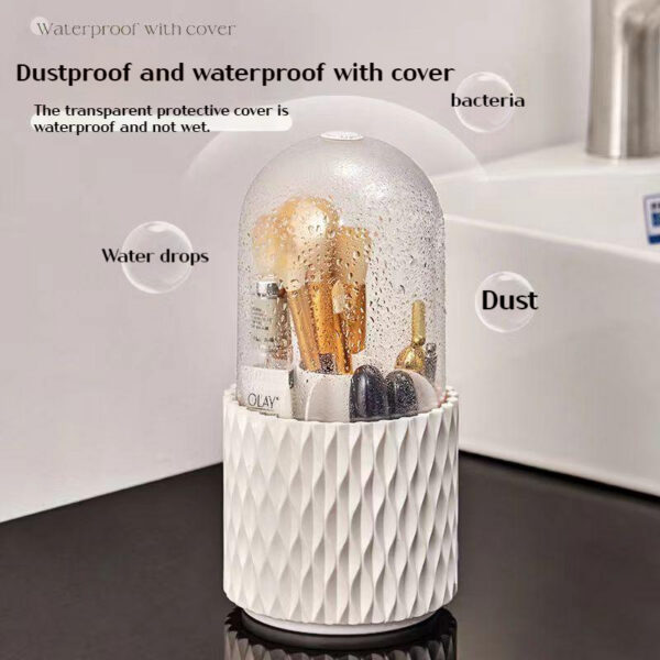 18d25441-af0e-41d9-b673-beb1f0c7af06.jpg 360 Rotating Large Capacity Transparent Makeup Brush Storage Pen Holder Acrylic Dust With Lid Desktop Cosmetic Storage Box