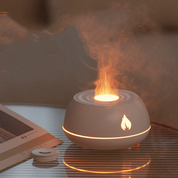 29d90ec9-3c97-41b7-94a1-39b0d8b4c19c.jpg Flame Humidifier Aromatherapy Diffuser 7 Colors Light Home Air Humidifier 130ML USB Room Fragrance Essential Oil Diffuser