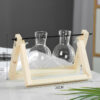 Swing Wooden Stand Hydroponic Plant Container Glass Vase