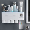 Non-marking Hanging Magnetic Toothbrush Holder Single Drawer Storage Rack With Toothpaste Squeezer Toiletry Set