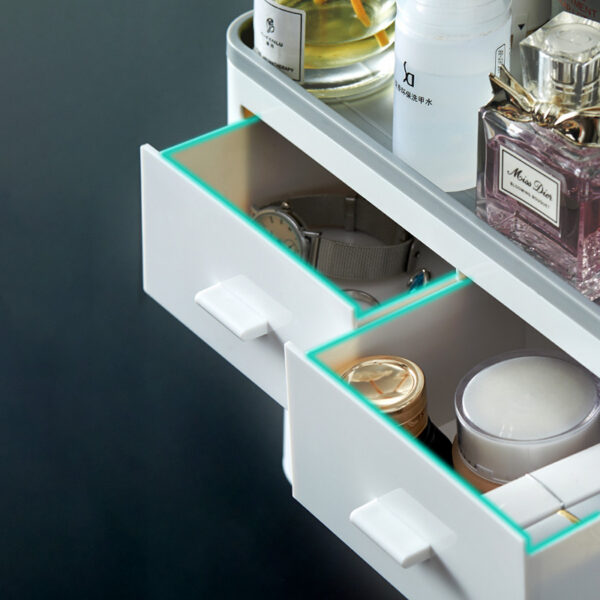 Non-marking Hanging Magnetic Toothbrush Holder Single Drawer Storage Rack With Toothpaste Squeezer Toiletry Set