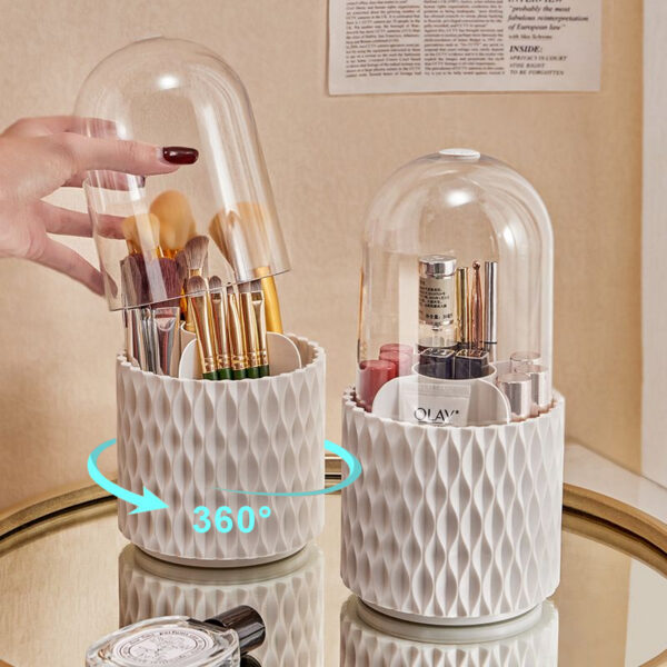 3a959a24-d533-4ec7-8169-bdd732243345.jpg 360 Rotating Large Capacity Transparent Makeup Brush Storage Pen Holder Acrylic Dust With Lid Desktop Cosmetic Storage Box