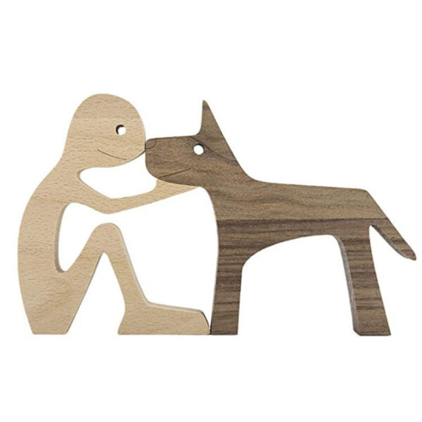 689416a8-1be7-4d93-8e24-25c0d06093bb.jpg DIY Figurine Wood Dog Ornament Sculpture Home Decoration A Man A Dog Wood Sculpture Christmas Gifts Model Decor