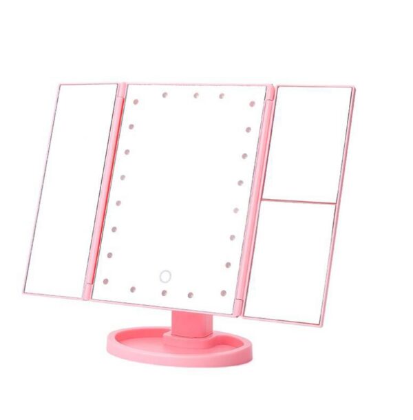 7544122960127.jpg Three-sided Foldable Magnifying Desktop Makeup Mirror With Lamp