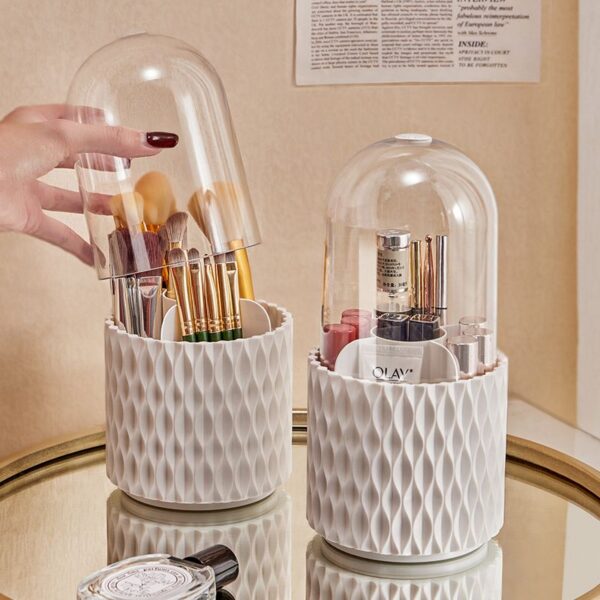 a61e0cf7-370c-43af-9a15-2fe49eac5631.jpg 360 Rotating Large Capacity Transparent Makeup Brush Storage Pen Holder Acrylic Dust With Lid Desktop Cosmetic Storage Box