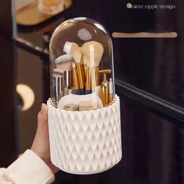 d8cccd25-fa79-4bbb-8942-85ff3a79eb43.jpg 360 Rotating Large Capacity Transparent Makeup Brush Storage Pen Holder Acrylic Dust With Lid Desktop Cosmetic Storage Box