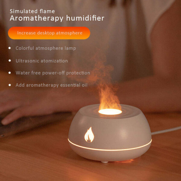 dfaa7a08-6d2b-430f-b787-146d9d880388.jpg Flame Humidifier Aromatherapy Diffuser 7 Colors Light Home Air Humidifier 130ML USB Room Fragrance Essential Oil Diffuser