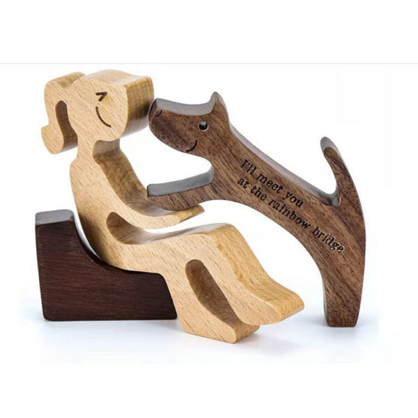 ec4b31a6-179b-45f0-9309-ef9b6dfafe82.jpg DIY Figurine Wood Dog Ornament Sculpture Home Decoration A Man A Dog Wood Sculpture Christmas Gifts Model Decor